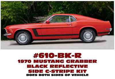GE-610-BK-R 1970 FORD - MUSTANG GRABBER - SIDE C-STRIPE DECAL KIT - REFLECTIVE