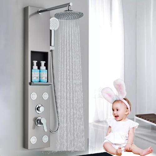 Colonne de douche en acier inoxydable avec douchette Panneau de jet de massage - Bild 4 von 12