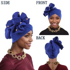 African Wedding Cap Gele Headtie Women Flower Turban Head Wrap Nigerian Cap Hat