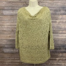 August Silk Womens Khaki Gold Sweater XL Made in USA Orig $68