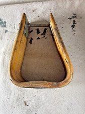 Western Saddle Stirrup 8 x 6 x 2.75 in Bent Wood Metal Cowboy Antique