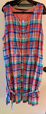 Talbots Plaid MADRAS BUTTON FRONT Scoop Neck Pockets SHIRTDRESS Dress Sz  24W