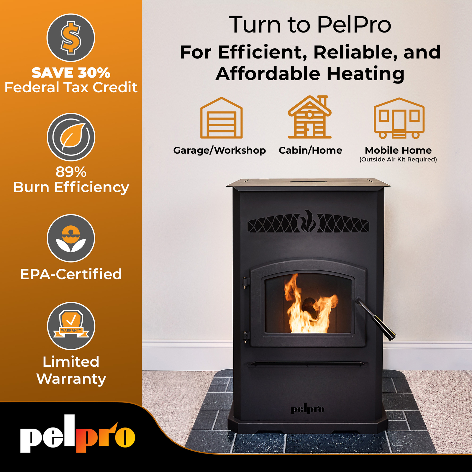 PelPro Pellet Stove with 70 lb. Hopper | eBay