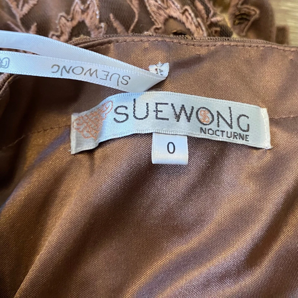 Sue Wong ноктюрн женщин без бретелек бисером коктейльное выпускное Y2K золото коричневый размер 0 - Изображение 2 из 4
