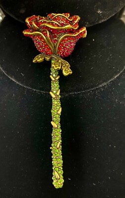 Heidi Daus A Rose Is A Rose Crystal  Pin Brooch SWAROVSKI ELEMENTS