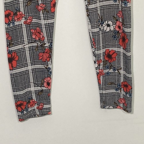 Hot Kiss Womens Pants Plus Size 1X Black White Floral Plaid Stretch Pull On - 第 3/14 張圖片
