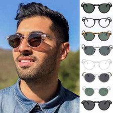 Round Cat Eye Sunglasses Vintage Driving Frame for Men Women UV400 Outdoor Use