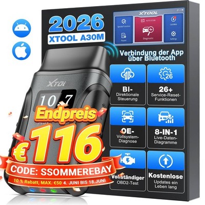 XTOOL A30M Profi KFZ OBD2 Diagnosegerät Bluetooth Alle Autofunktion Kostenlos DE
