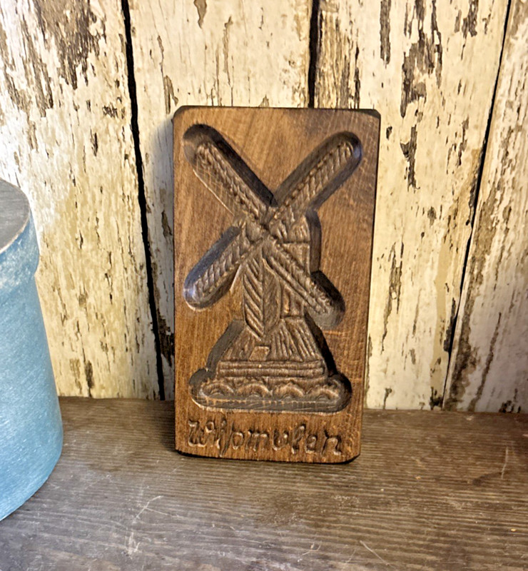 Vintage Springerle Wooden Gingerbread Mold Windmill Wall Hanger