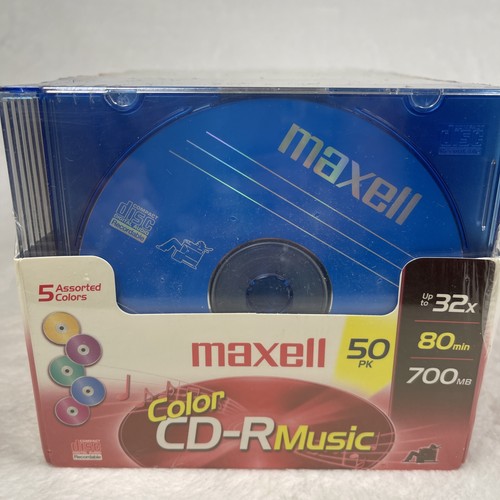Maxell 50-pack Color CD-R Music 32x 80 min 700 mb New Sealed - Picture 2 of 9