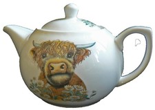 One cup teapot HIghland cow design holds 1 cup of tea perfect for one person