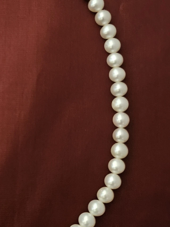 Collana Di Perle acqua dolce con cameo Fiori e Swarovski, montatura Arg Sterling - Immagine 4 di 4