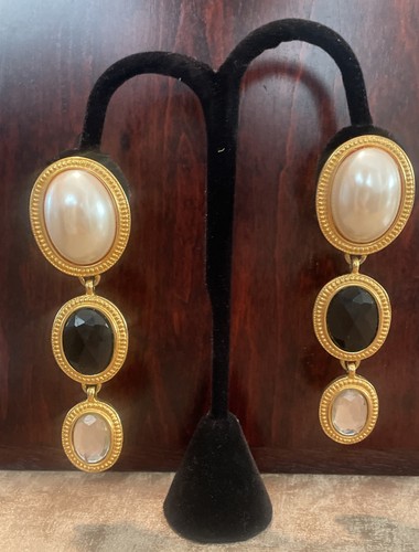 Vintage Ben-Amun Women 3-Drop Dangle Earrings