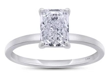 3.01 Ct Radiant Cut Lab Grown CVD Diamond Halo Engagement Ring 14k White Gold