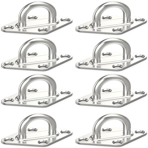8 Pcs 2.3 Inch 304 Stainless Steel Pad Eye Plate Hook with Screws for Suspens...