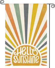 Hello Sunshine Classic Garden Flag 12X18 Inch Double Sided Outside, Summer Party