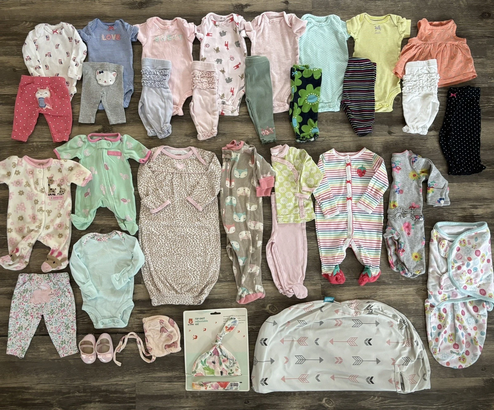Large Lot Baby Girl Preemie Newborn Clothes Outfits Sleepers Swaddle Hats + MORE
Opens in a new wind