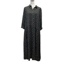 Free People Hearts All Over Midi Shirt Dress Black Ditsy Floral Womens Medium