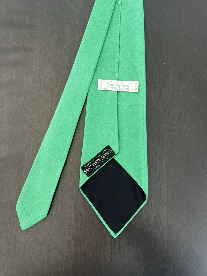 Mens Emilio Pucci SAKS Vintage 1960's Silk Green Tie - Image 3 of 4