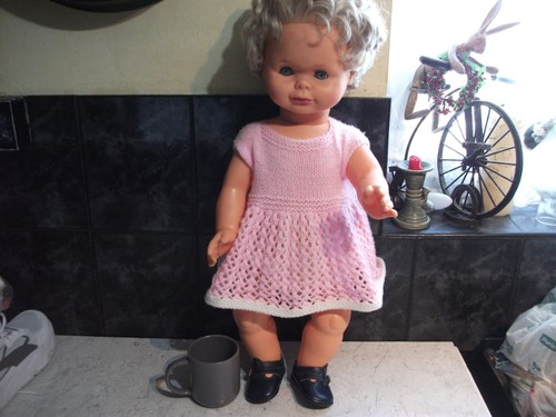 VINTAGE 26" DOLL RUBBER/PLASTIC MOVING EYES ARMS LEGS 70/2C TRIANGLE WITH B