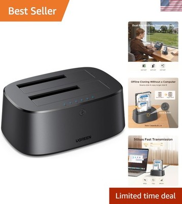 48TB Dual-Bay Hard Drive Dock with Offline Cloning - USB 3.0 High-Speed Transfer