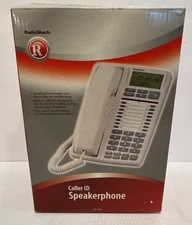 Radioshack Caller ID 2 Way Speaker White Phone Telephone 43-165 NOB Vintage