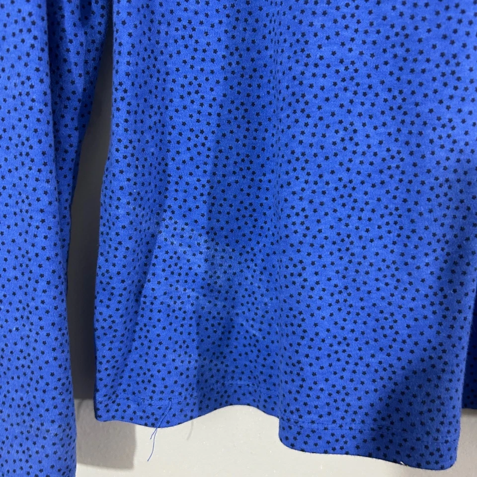 Top para mujer LAURA SCOTT azul real estampado de estrellas cuello falso manga larga M algodón Foto 4 de 4
