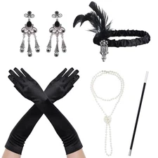 1920s Flapper Accessories Set, Gatsby Flapper Accessories, 4pcs Roaring 