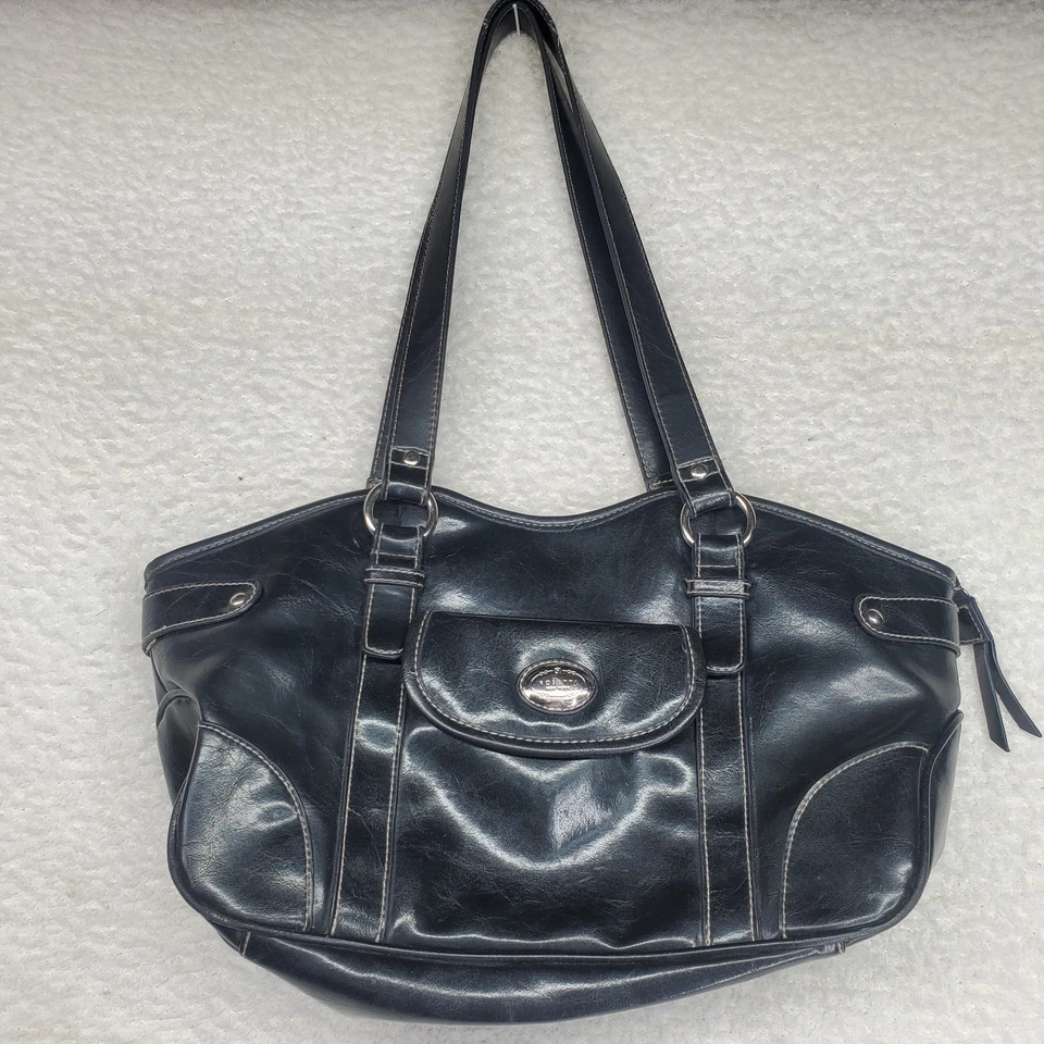 Rosetti Y2K Cartera Bolso de Mano Cuero Negro Bolso de Hombro Cremallera Bolsillos Exteriores Foto 2 de 4