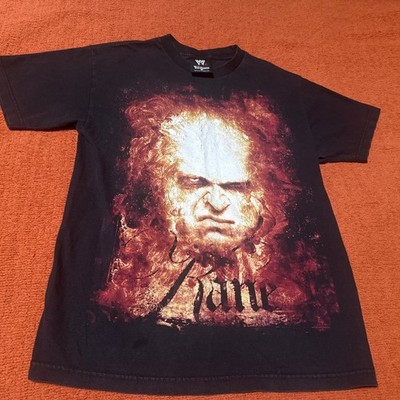 Vintage 2002 Kane WWE T-Shirt Burn In Hell Double Sided Graphic Wrestling Size M