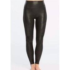 Spanx Faux Leather Moto Leggings Small Black High Rise Sculpting Athleisure