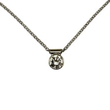 14K White Gold Diamond Solitaire Necklace 23031