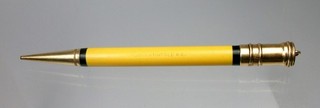 w Vtg PARKER DUOFOLD RING TOP MECHANICAL PENCIL Mandarin Yellow GF Top