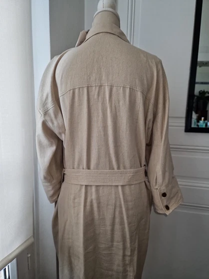 ROBE CHEMISIER ZARA NEUVE NLLE COLLECTION TAILLE XL COULEUR BEIGE - Photo 2/4