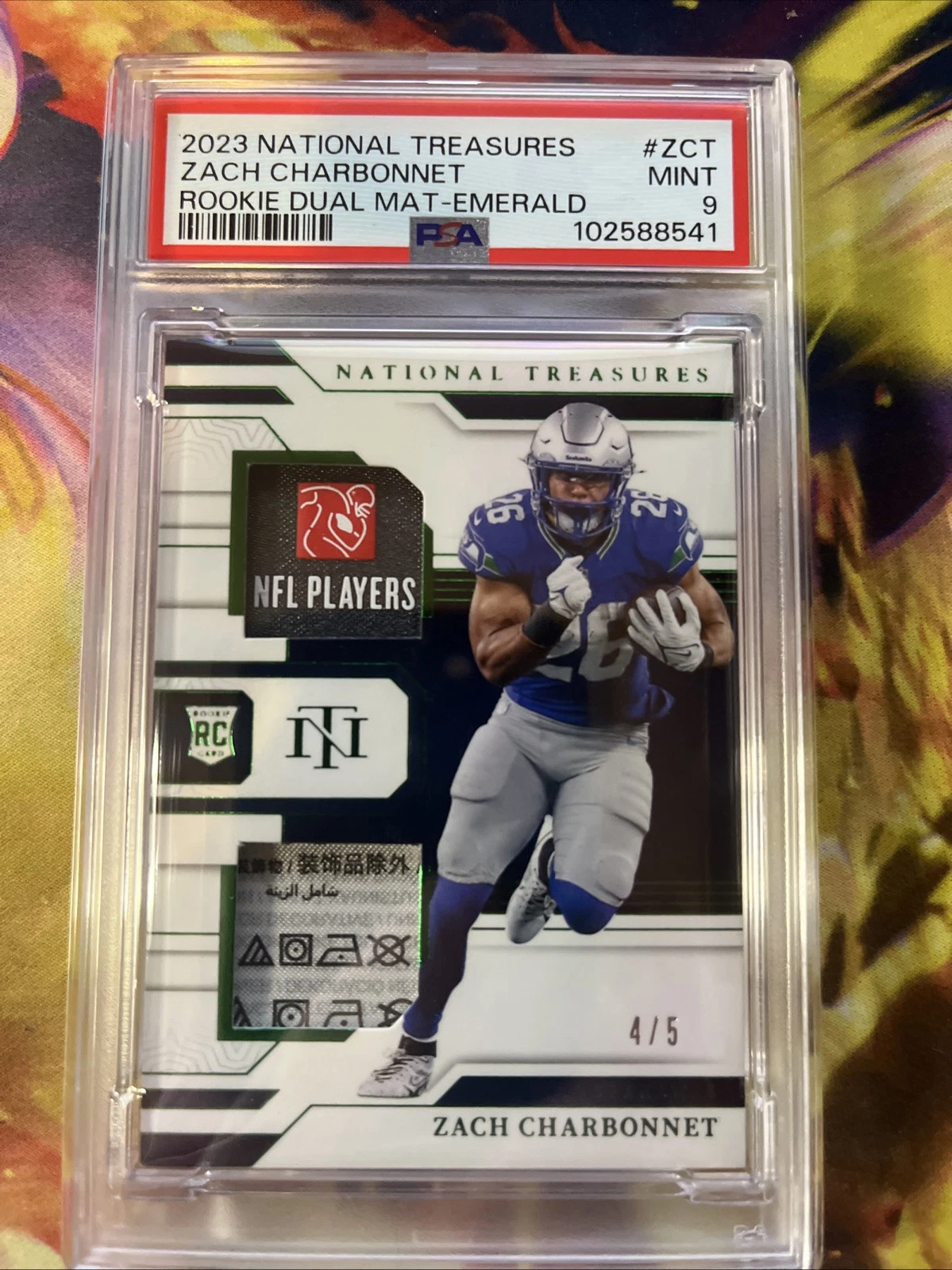 Zach Charbonnet Panini National Treasures Rookie Dual Materials #ZCT Emerald