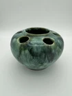 Brush McCoy Teal Turquoise Green Foam Drip Glaze 6 Hole Flower Frog Planter Vase