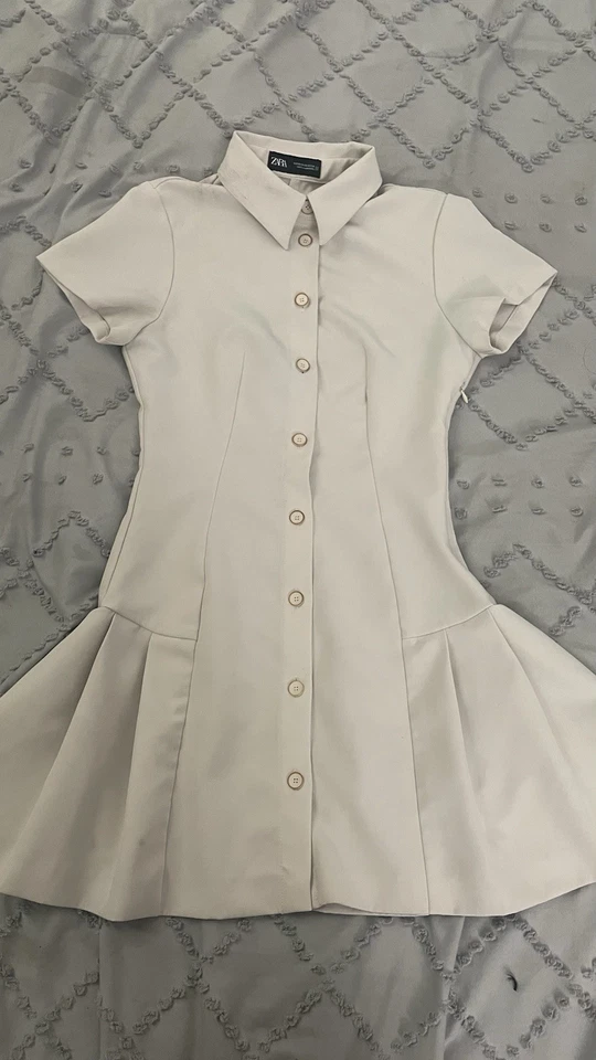 Women’s Cream Zara Mini Tennis Dress | Size XSmall | Worn Once - Image 2 of 4