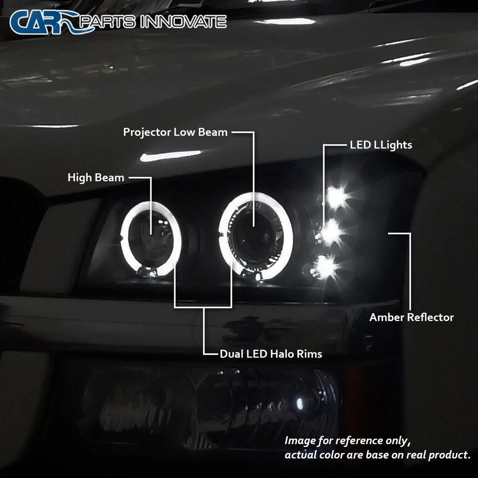 Fits 2003-2007 Chevy Silverado Avalanche LED Halo Projector Headlights Lamps L+R Foto 3 de 4