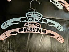 22 Vintage Child's Baby Blue Pink Plastic Clothing Hangers Lamb 11, Circus 10