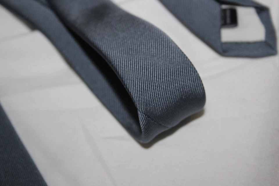 Corbata de seda BEN SILVER azul silencioso Charleston de lujo 59 pulgadas 3,5 pulgadas Foto 4 de 4