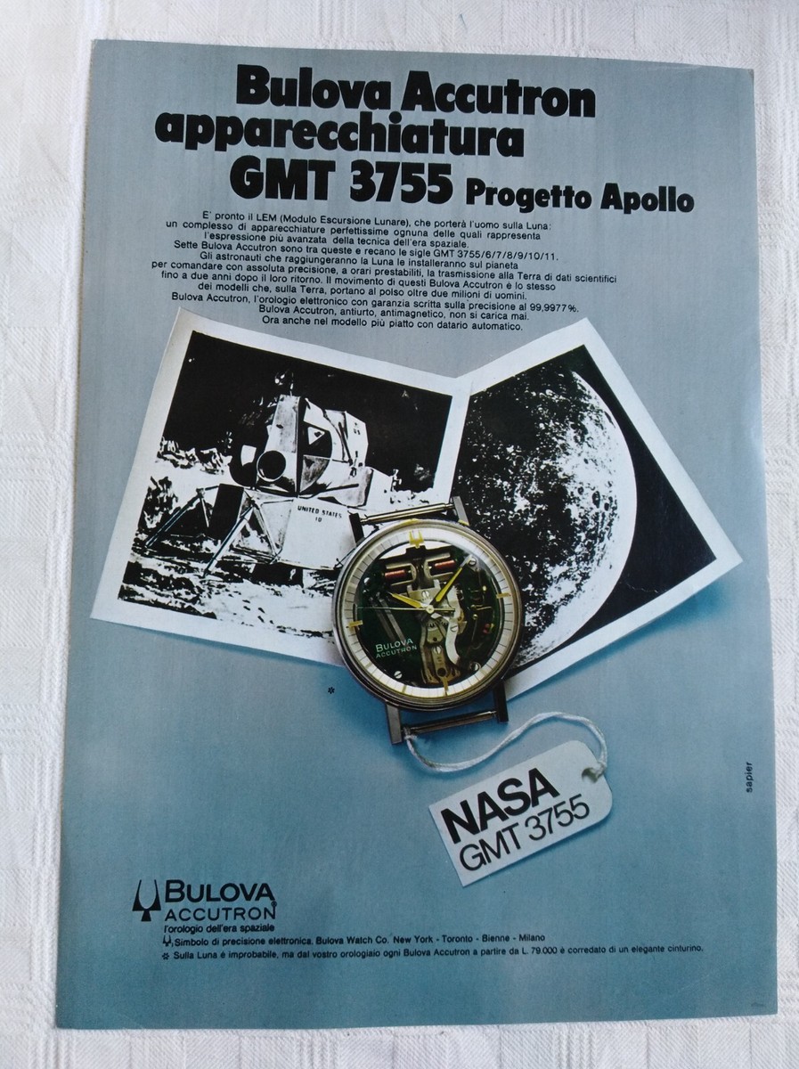 Pubblicità advertising originale d'epoca 1969 BULOVA ACCUTRON cm