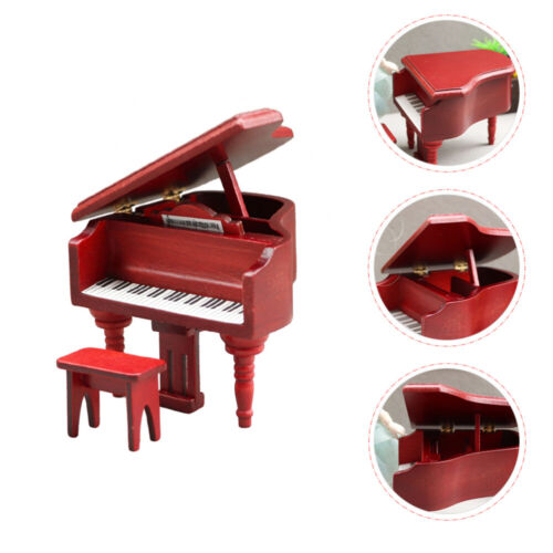 1 Set Pianoforte Miniatura Modello Mini Pianoforte Arredamento Modello Casa Mini Pianoforte Giocattolo Legno - Foto 1 di 12