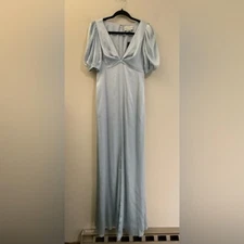 NWT Sachin + Babi Alli Evening Gown with Puffy Sleeves in Ice Blue - 0
