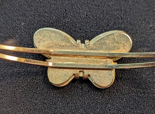 AVON BURST OF SPRING Ceramic Butterfly Bangle Gold Tone Bracelet 1978 VTG HTF - Picture 6 of 10