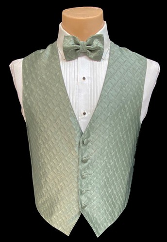 Men's Sage Green Tuxedo Vest \u0026 Bow Tie 