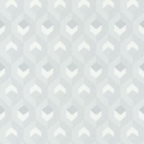 82050102 - Helsinki Geometric Hexagon Cube White Casadeco Wallpaper