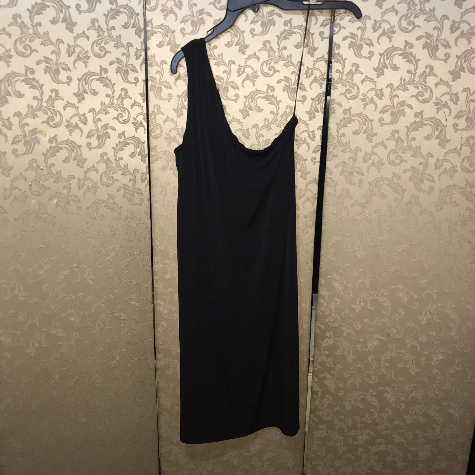 Abito classico elasticizzato Michael Kors nuovo con etichetta nero oro ferramenta monospalla taglia 0X
