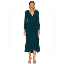 ASTR the label Zenaida Long Sleeve Wrap Dress Maxi in Green Size Small NWT