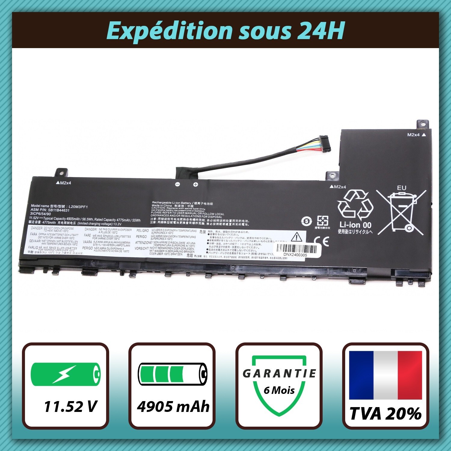 Batterie L20M3PF1 haute capacité pour Lenovo XiaoXin Air14+ ACN 2021