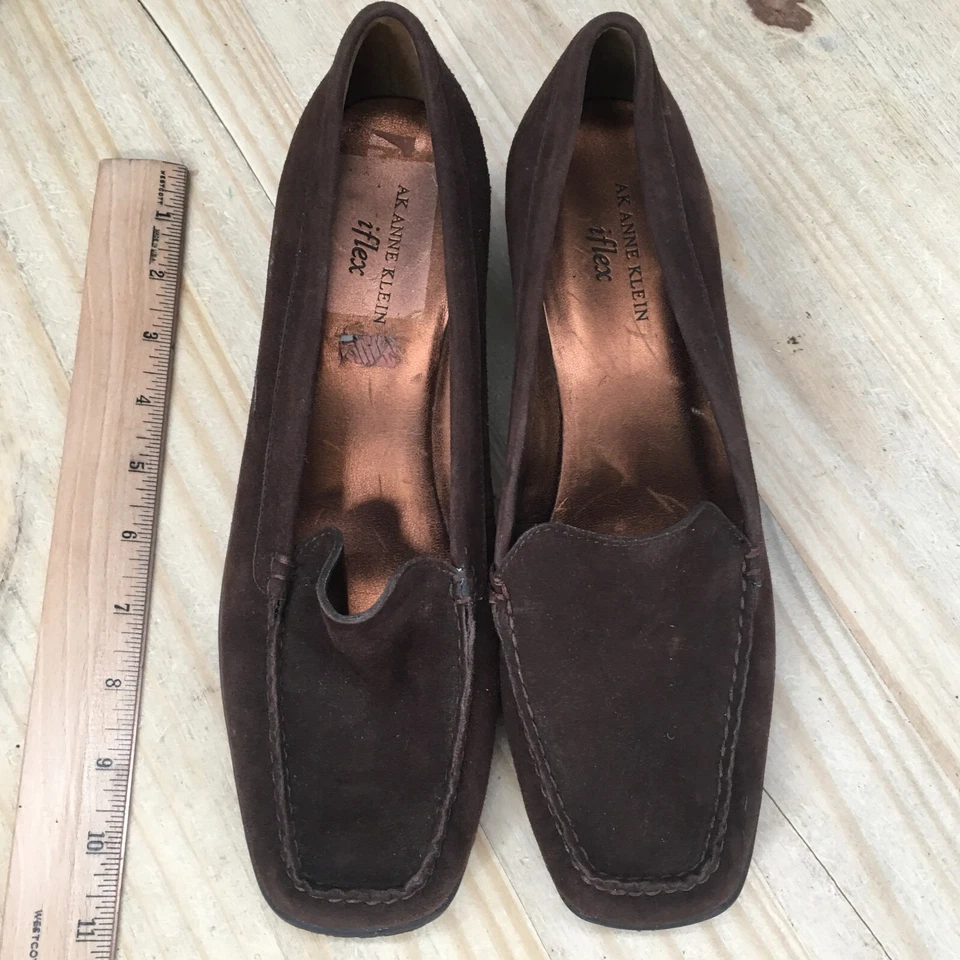 Zapatos de tacón Anne Klein para mujer 10 M Laise iFlex mocasines de cuña marrón sin cordones Foto 4 de 4